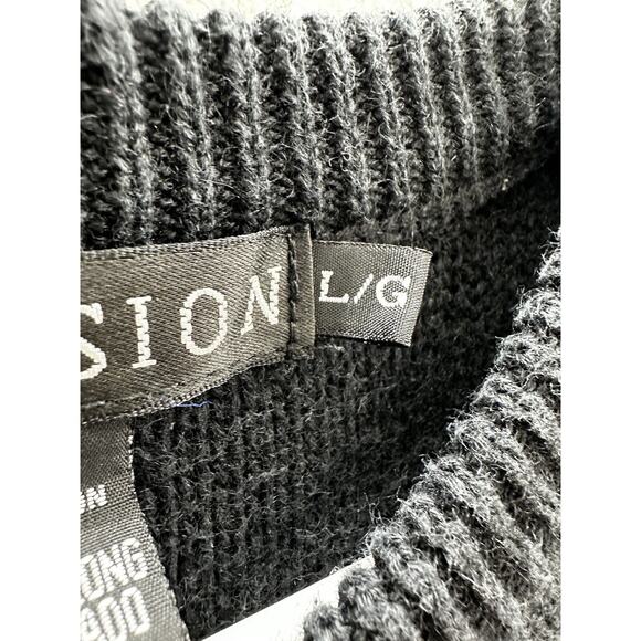 IB Diffusion Womens Sweater Size Large Black Textured Beaded Knit Vintage - Picture 5 of 12